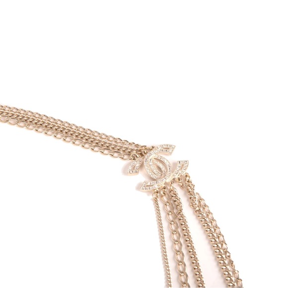 Chanel CC Strass Multistrand Double Loop Necklace in Gold - Picture 6 of 14